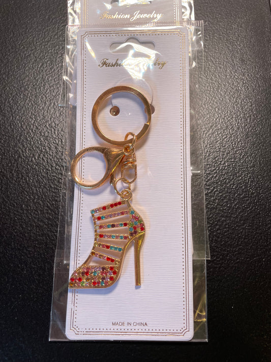 Multi-Color Rhinestone High Heel Keychain